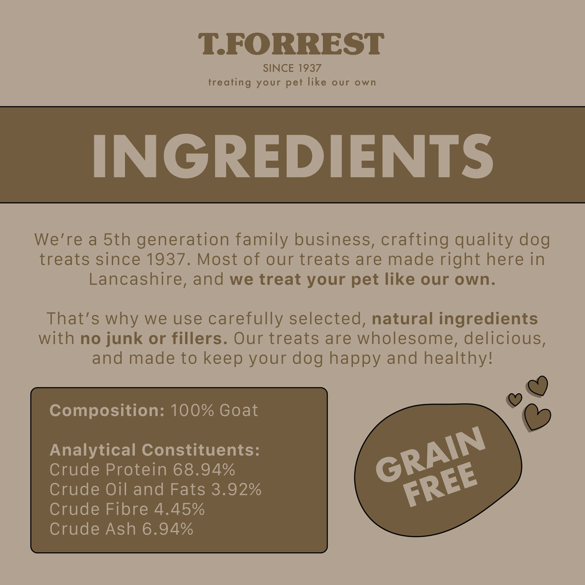 Goats ears with fur ingredients