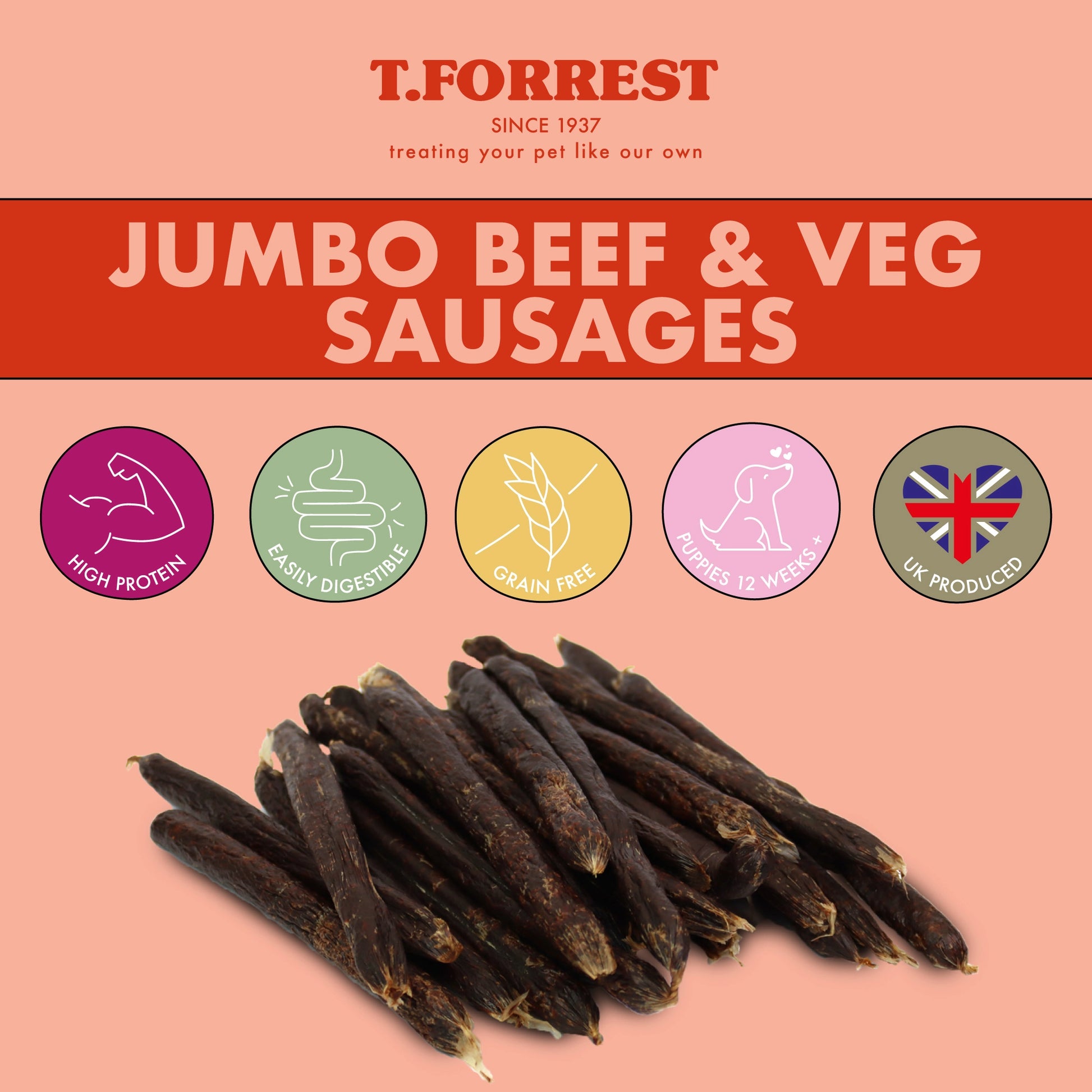 Jumbo beef and veg sausages for dogs wholesale