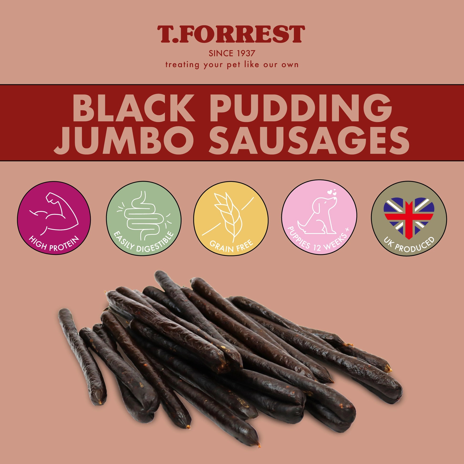 Jumbo Black Pudding Sausages for dogs wholesale