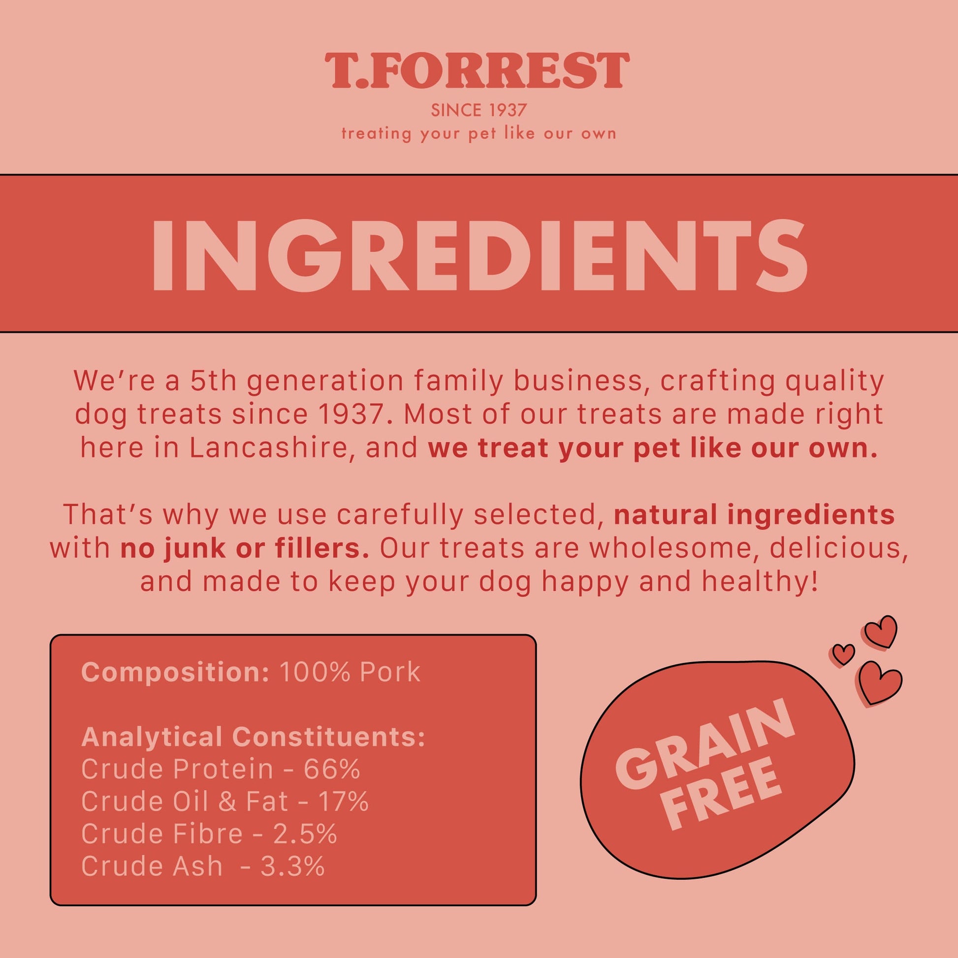 T Forrest pig snout dog treat ingredients